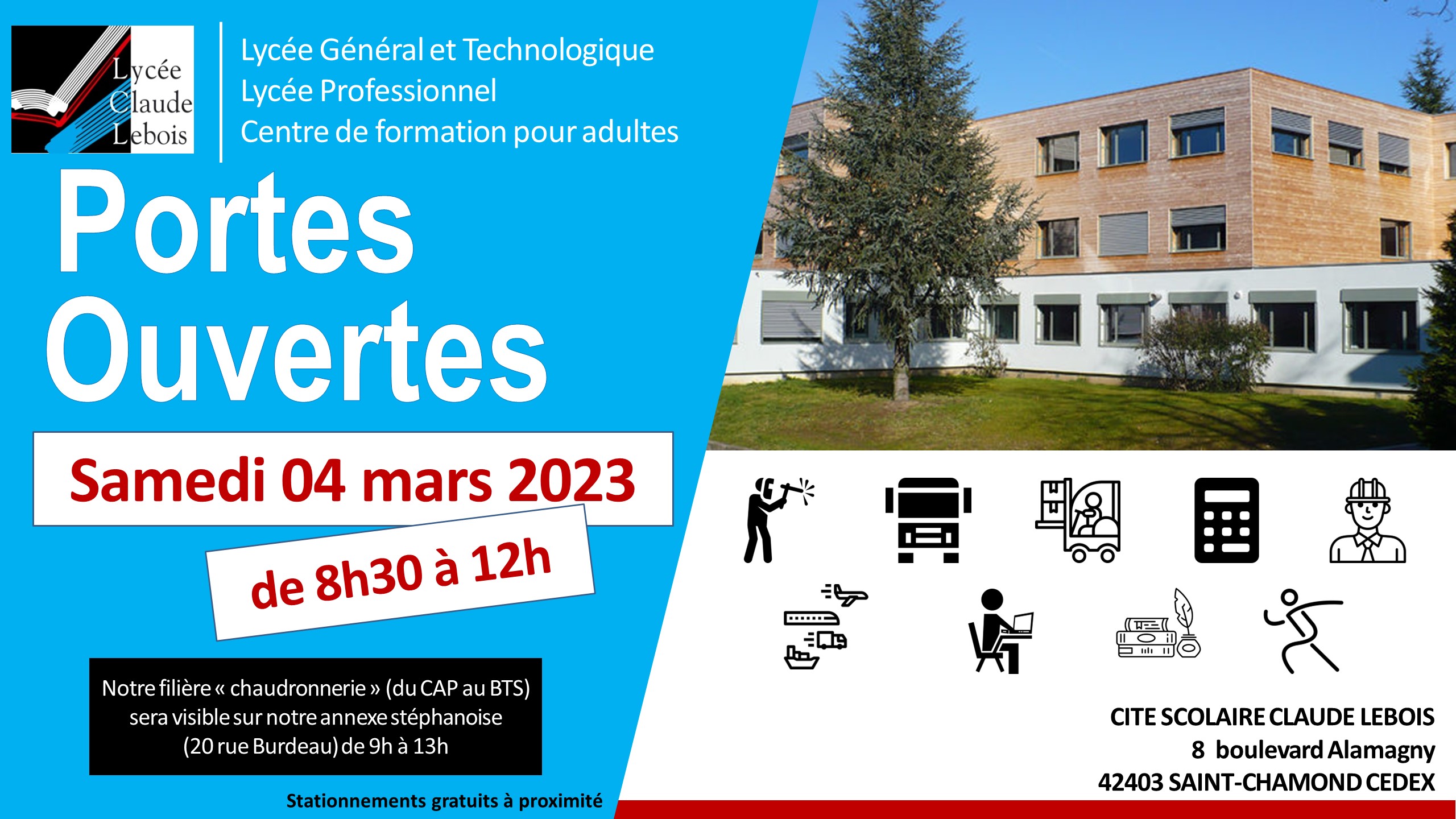 Portes ouvertes - Samedi 04 mars 2023 - Actualités de la Cité - Cité  scolaire Claude Lebois